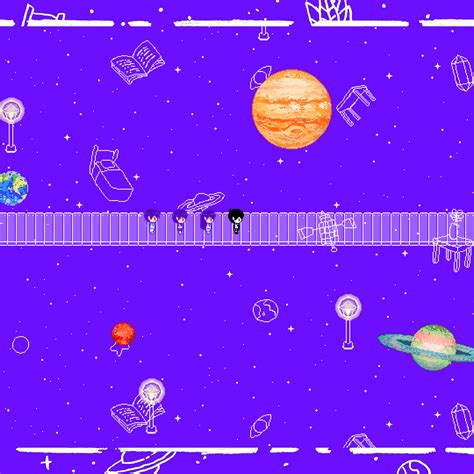 Omori Video Games Pixel Art Space Stars Full Hd Wallpaper