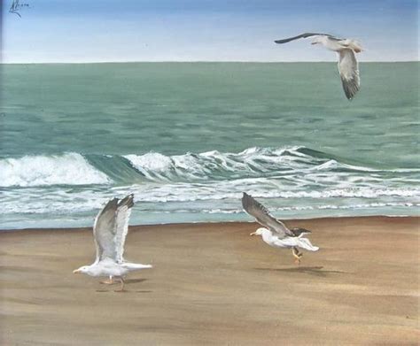 Seagulls At The Beach Seascape Paintings Nature Paintings Beach Art