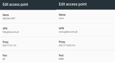 Globe List Of Proxy Server Or Ip Address And Port For Apn Settings