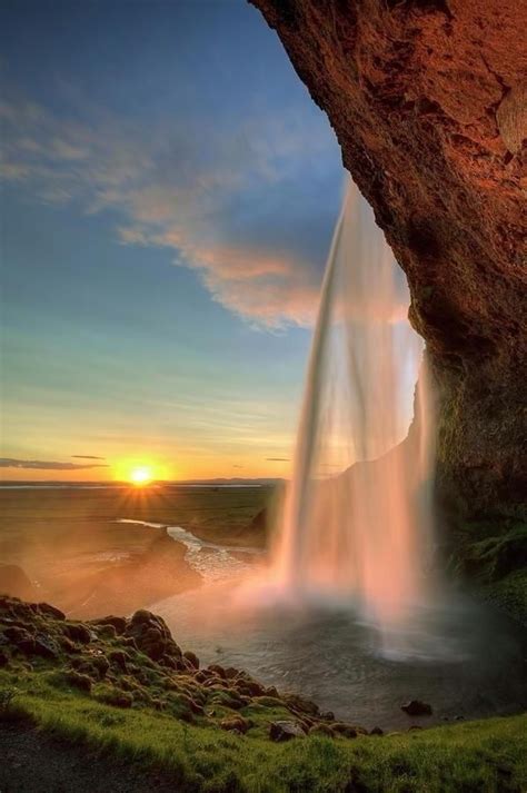 Twitter Earthpics Sunset On The Waterfall Seljalandsfoss ~ Iceland