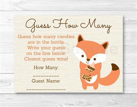 How quickly can your math master round and add up these sums? Woodland Fox Guess How Many Baby Shower Game PRINTABLE INSTANT