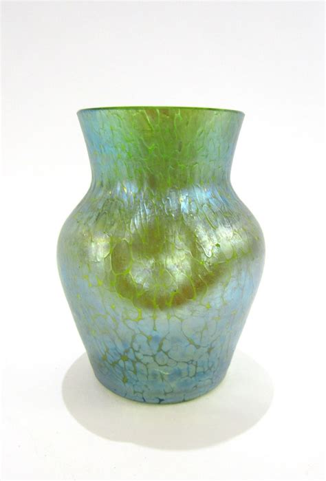 Stunning antique green kralik loetz iridescent art glass vase czech pewter case. Loetz Papillon Iridescent Glass Vase - Narissa Mather