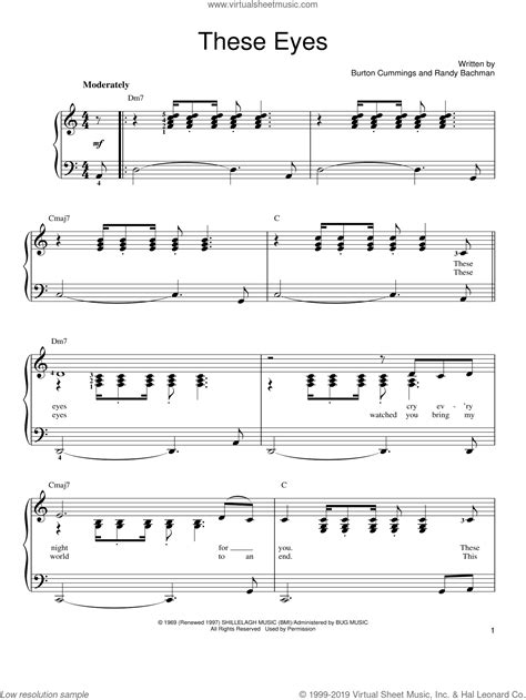 These Eyes Sheet Music For Piano Solo Pdf Interactive