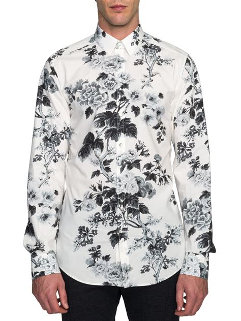 Lyst Dolce And Gabbana Floral Print Shirt In Black For Men
