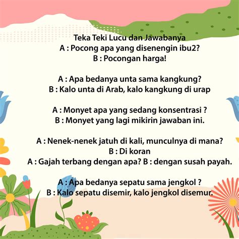 Koleksi Teka Teki Lucu dan Jawabanya yang Super Kocak