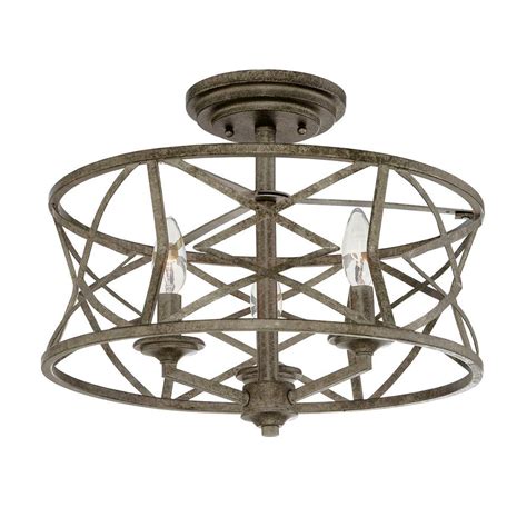 Murano italian floral pendant semi flush mount ceiling light. Millennium Lighting 3-Light Antique Silver Semi-Flush ...