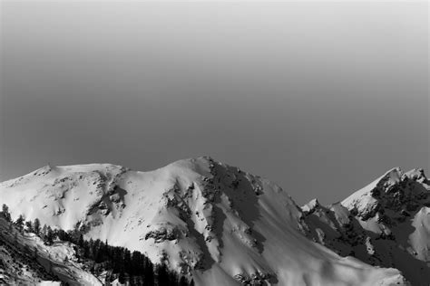 Grayscale Of Snowy Mountains 1416028 Stock Photo At Vecteezy