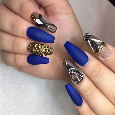 Royal Blue And Gold Nails Nail Design Ideas