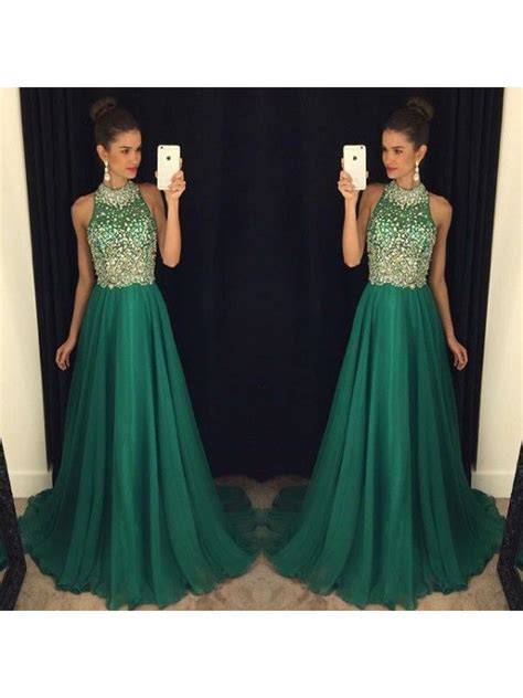 prom dress kelly green haltered top beaded open back discount long prom dresses 2017 backless