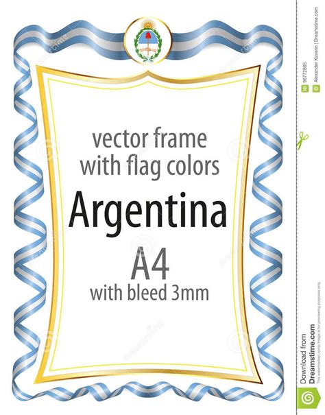 Argentina Flag Flag Colors Coat Of Arms Border Ribbon Illustration