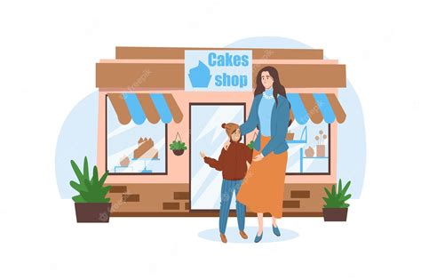 Premium Vector Shop Blue Concept With People Scene In The Flat
