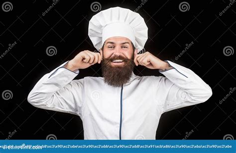 Cook Hat Bearded Chef Cooks Or Baker Bearded Male Chefs Isolated On Black Funny Chef With