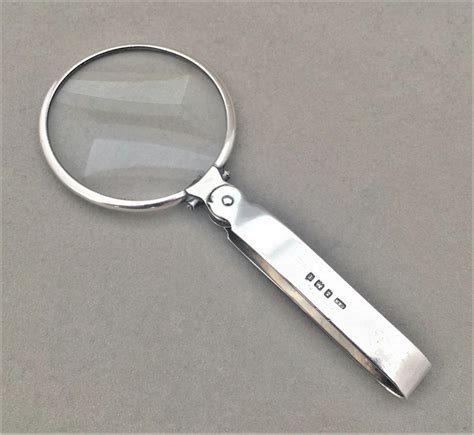 An Unusual Silver Folding Magnifying Glass 539782 Uk