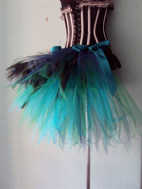 French Navy Blue Teal Peacock Feathers Burlesque Tutu Bustle Etsy Uk