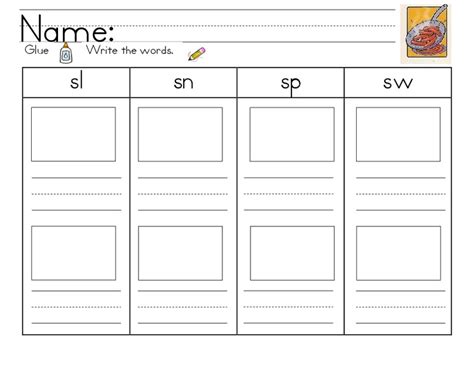 Write Words Sl Sn Sp Sw Worksheet For Kindergarten 2nd Grade