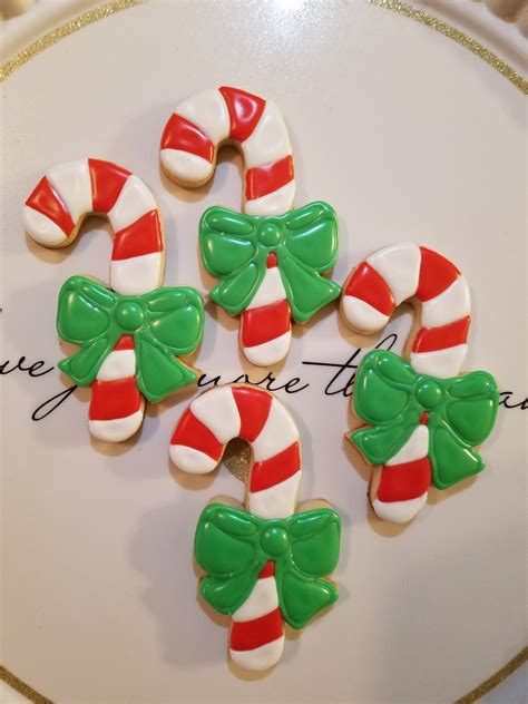 Candy Cane Sugar Cookiesdecorated Cookieshomemade Cookies Etsy