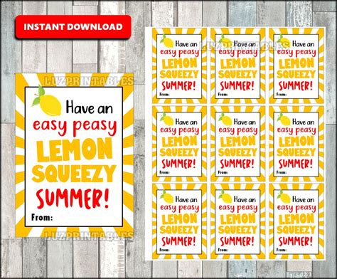Easy Peasy Lemon Squeezy Summer Lemonade Teacher Appreciation Etsy