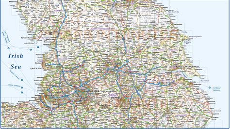 Vector North England County Road And Railways Map Uk Map