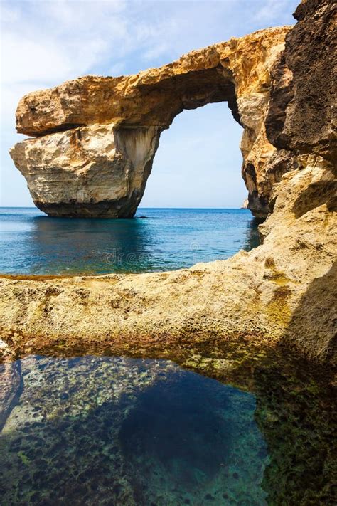 Azure Window Stone Arch Of Gozo Malta Stock Photo Image Of Hole