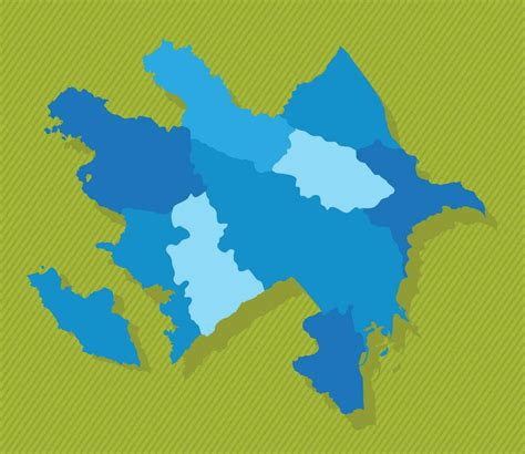 Azerbaijan Map With Regions Blue Political Map Green Background Vector