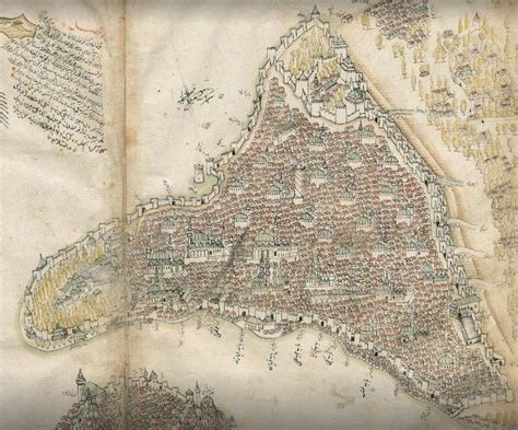 16th century map of Constantinople by the famous geographer Piri Reis