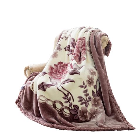 Fluffy Chunky Mink Blanket Double Layer Super Soft Floral Print Raschel