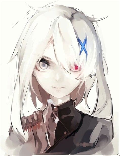 Anime Girl White Hair Cute Kawaii Red Eye Art Anime♡ Anime