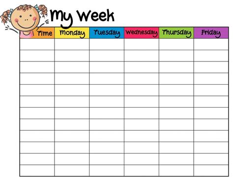 Fun And Customizable Free Weekly Activity Planner Template For Kids