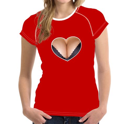forudesigns new design sexy 3d fake breast tee shirt for women harajuku bra hollow printed