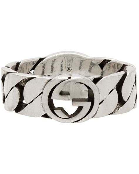 Gucci Silver Large Interlocking G Ring In Metallic For Men Lyst