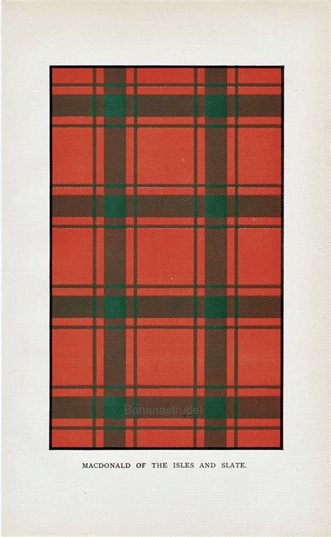 1906 Antique Scottish Tartan Print Of Clan Macdonald Of Slate Etsy