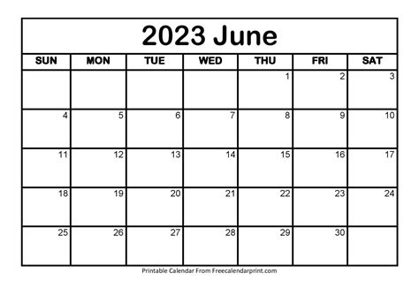 June 2023 Calendar Printable Pdf Blank Templates Print Now Free