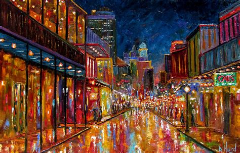 Contemporary Artists Of Texas New Orleans Bourbon Street Cityscape