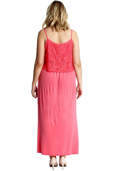 New Womens Maxi Dress Plus Size Ladies Floral Lace Full Length Sleeveless Summer Ebay