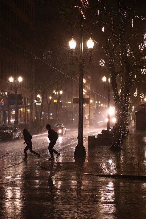 Running Between The Raindrops In Portland Night Aesthetic Dark