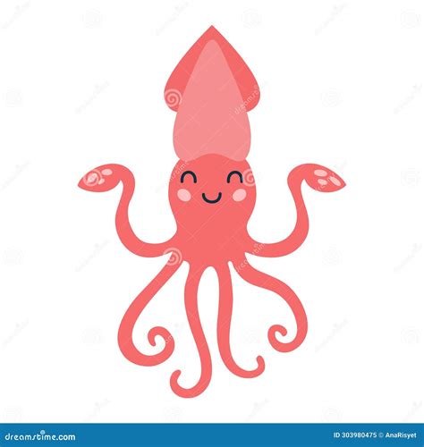 Baby Squid Doodle Kawaii Doodle Icon Image Cartoon Vector