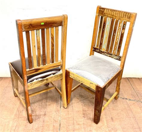 Lot 6pc Rustic Country Style Leather Dining Chairs