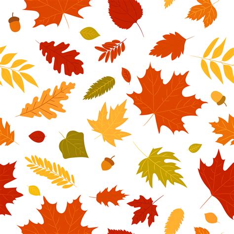 Seamless Pattern Autumn Leaves Of A Maple Oak Birch Tree Fall Yellow