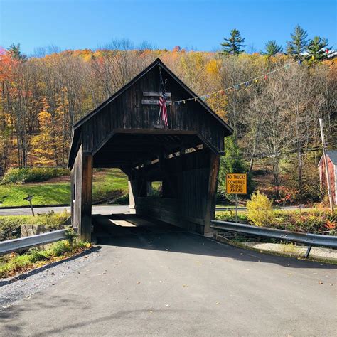Warren Covered Bridge In Warren Vermont Spanning Mad River Paul