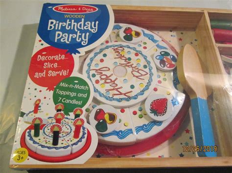 Melissa And Doug Birthday Party Pretend Play Cake Wooden Food And Toppings