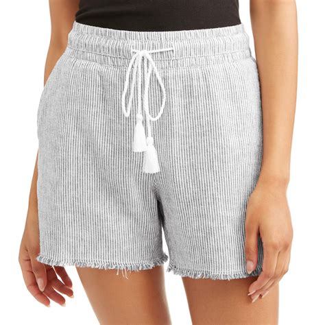 E Womens Linen Shorts With Drawstring Waist