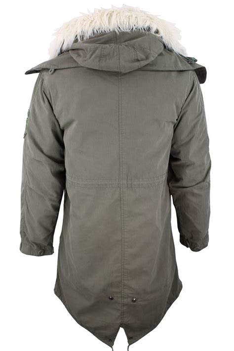 Mens Lambretta Mod Retro Fish Tail Parka Jacket Coat Hooded M51 Style