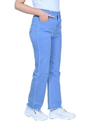 Regular Women Ice Blue Mid Rise Denim Jeans Button At Rs 330 Piece In New Delhi