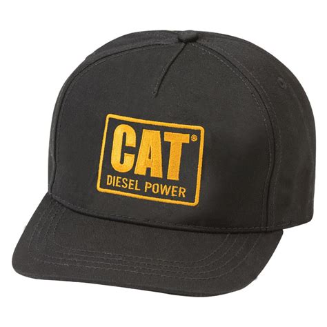 The cat workwear diesel power hat features a retro logo patch on front and is offered in hunter's orange, black and light grey styles. CAT Diesel Trucker Hat @ WorkBoots.com