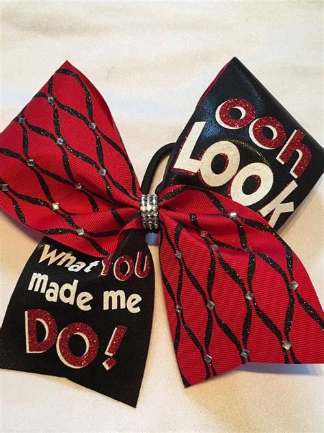 Rhinestone Glitter Look What You Made Me Do Cheer Bow Red Etsy