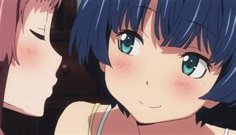Cute Cheek Kiss Anime Gif The Beautiful World Of Anime Consists Of All