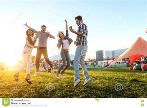 Group Of Friends Together In The Park Having Fun Stock Image Image Of