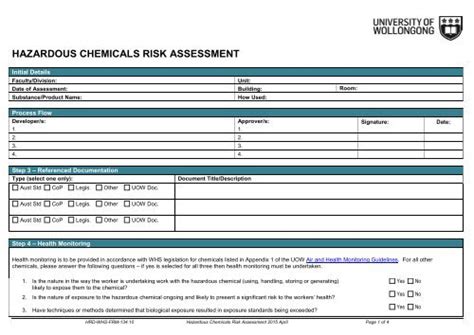 Hazardous Substance Risk Assessment Template