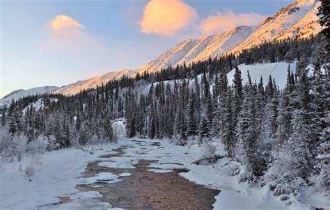 Wallpaper Winter Mountains River Canada De Bet Yukon Territory