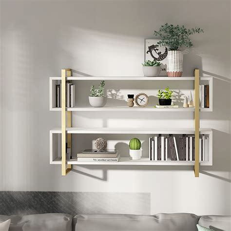 White Nordic 4 Tier Floating Shelf Decorative Wall Shelf